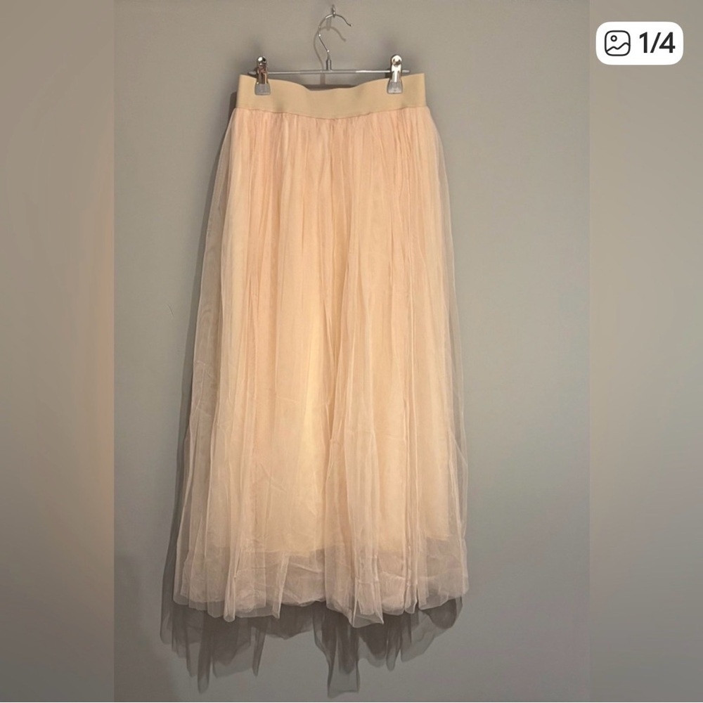 Chic Cream Maxi Tulle Skirt